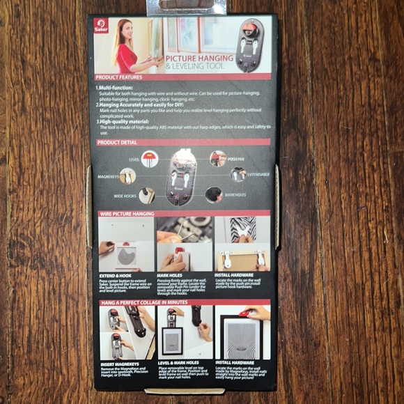 Saker Picture Hanging & Leveling Tool. NWT - Picture 3 of 7